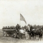 Black and white photograph of mmbers of the White Earth boarding school band photographed by the A. A. Richardson Photo-Illustrating Company between 1908 and 1916.