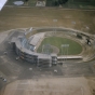 Color image of an aerial view of Metropolitan Stadium, Bloomington, MN, ca. 1958–1966. Photograph: Gordon A. Erickson.