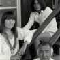 Black and white photograph of Hazel Belvo, George Morrison, and their son, Briand Morrison, c.1978.