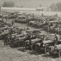 Black and white photograph of Motor Corps vehicles at Camp Lakeview, Lake City, Minnesota, September, 1918.