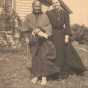 Black and white photograph of Sarah Good Thunder and Evangeline Whipple, ca. 1905.