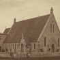 Black and white photograph of Cathedral Church of Our Merciful Savior, Faribault, c.1870.