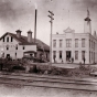 Black and white photograph of the original buildings of the Crookston Brewing Company, ca. 1890s.