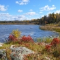 Color image of the rocky shoreline in Lake Vermilion–Soudan Underground Mine State Park. Photograph by Minnesota Department of Natural Resources Staff.