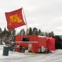  Ice fishing shack on Leech Lake for the International Eelpout Festival, 2016. Photo by Josh Stokes.