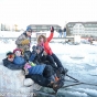 International Eelpout Festival-goers riding in style, ca. 2010s. Photo by Josh Stokes.