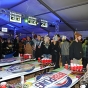 Beer pong competition at the International Eelpout Festival, 2017. A drinking game where team members tried to toss ping pong balls across the table into their competitor’s cups of beer. If successful, the opponent would have to drink the beer in the cup. Photo by Josh Stokes. 