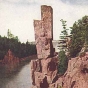 Colorized post card view of Devil’s Chair, Dalles of the St. Croix, 1910.