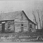 Black and white photograph of the Zierke family cabin, ca. 1900. 