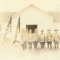 Black and white photograph of members of the Minnesota Home Guard at Camp Pershing, c.1918.