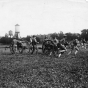 Black and white photograph of artillery maneuvers at the Officers’ Training Camp, Fort Snelling, 1917. 