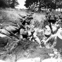 Black and white photograph of candidates in entrenchments at the Officers’ Training Camp, Fort Snelling, 1917.