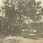 Black and white photograph of Red Cross Auxiliary providing transportation to soldiers, c.1918. 