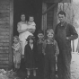 Black and white photograph of a starving farm family who appealed for aid, Hollandale, Freeborn County, 1929.