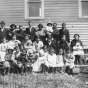 Black and white photograph of an Indian Congregation, Sawyer, Fond du Lac Reservation, 1909–1912.