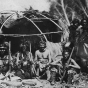 Black and white photograph of Winneshiek II (second from left) and other Ho-Chunk leaders, c.1865.