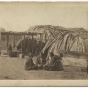 Black-and-white photograph of a Ho-Chunk (Winnebago) encampment taken by Whitney's Gallery, c.1865.