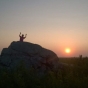 Color image of the Eagle Rock at sunset, 2014. From the photograph collection of the Minnesota Department of Natural Resources. 