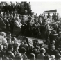 Speakers’ podium at Columbus Memorial dedication ceremony