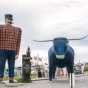 Paul Bunyan and Babe the Blue Ox statues, ca. 1950s