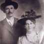 Black and white wedding portrait of Frank and Sophia Schott, June 25, 1909.