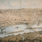 Color lithograph map of downtown St. Paul and West Side Flats, 1867. Lithograph by Albert Ruger. 