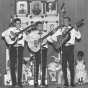 Black and white photograph of Guitarists at a Mexican Independence celebration, September 15, 1970.