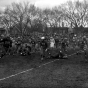 Black and white photograph of a football game at Phyllis Wheatley House, 1940. 