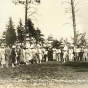 Photograph of an exhibition golf match between Wilford "Captain Billy" Fawcett and American champion Walter Hagen at Breezy Point Resort, 1926.