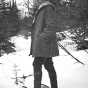 Black and white photograph of Edward Foote Waite on snowshoes, c.1945.