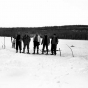 Men on a snowshoeing outing along the Gunflint Trail. Photograph by Kenneth Melvin Wright, 1944.