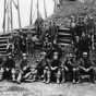 Black and white photograph of a group of miners at Ironton, 1925.