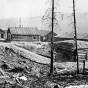 Virginia and Rainy Lake Lumber Camp 39, about one mile north of Echo Lake, ca. 1916. Visible are the root house (in the foreground, next to the office) and the filling shack. Photograph Collection, Minnesota Historical Society, St. Paul