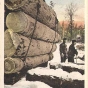 A sleigh load of white pine logs about to be tripped, Virginia and Rainy Lake Company, ca. 1920.