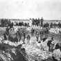 Black and white photograph of Native people at Pipestone quarry, 1893.