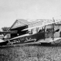 Black and white photograph of Curtiss aircraft used for Dayton’s merchandise delivery, 1922.