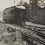 Black and white photograph of cars on the Dan Patch line, 1910. 