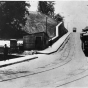 Black and white photograph of able cars on the hill before the Selby Tunnel was dug, c.1895. 