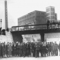 Workers striking at Hormel Packing Plant, Austin, 1933.