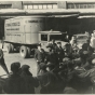 Black and white photograph of police and strikers, 1934.