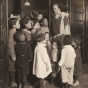 Black and white photograph of Gertrude Brown with children at Phyllis Wheatley House, ca. 1924.