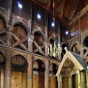 Color image of the interior of the original Hopperstad Church in Vik, Norway, July 13, 2010. 