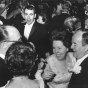 Black and white photograph of Vice-President Hubert Humphrey dancing with WAMSO President Dorothy Gauther at the 1966 Symphony Ball.