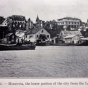 Black and white postcard of Monrovia waterfront, ca. 1900s.