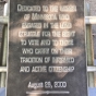 Steel tablet with the memorial dedication, 2019. Photo by Linda A. Cameron.