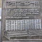 Detail of a steel tablet featuring an image of the memorial trellis and a poem from suffragist Clara Hampson Ueland’s scrapbook. Photo by Linda A. Cameron.