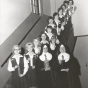 Black and white photograph of the debate team of St. Joseph’s Academy in the late 1960s.