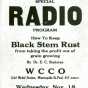 Advertisement for a radio broadcast on WCCO hosted by E. C. Stakman in 1925—an example of public education about barberry eradication.
