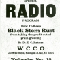 Advertisement for a radio broadcast on WCCO hosted by E. C. Stakman in 1925—an example of public education about barberry eradication.