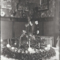 Black and white photograph of a table fountain in the dining room of Bert Keck’s home, ca. 1912.